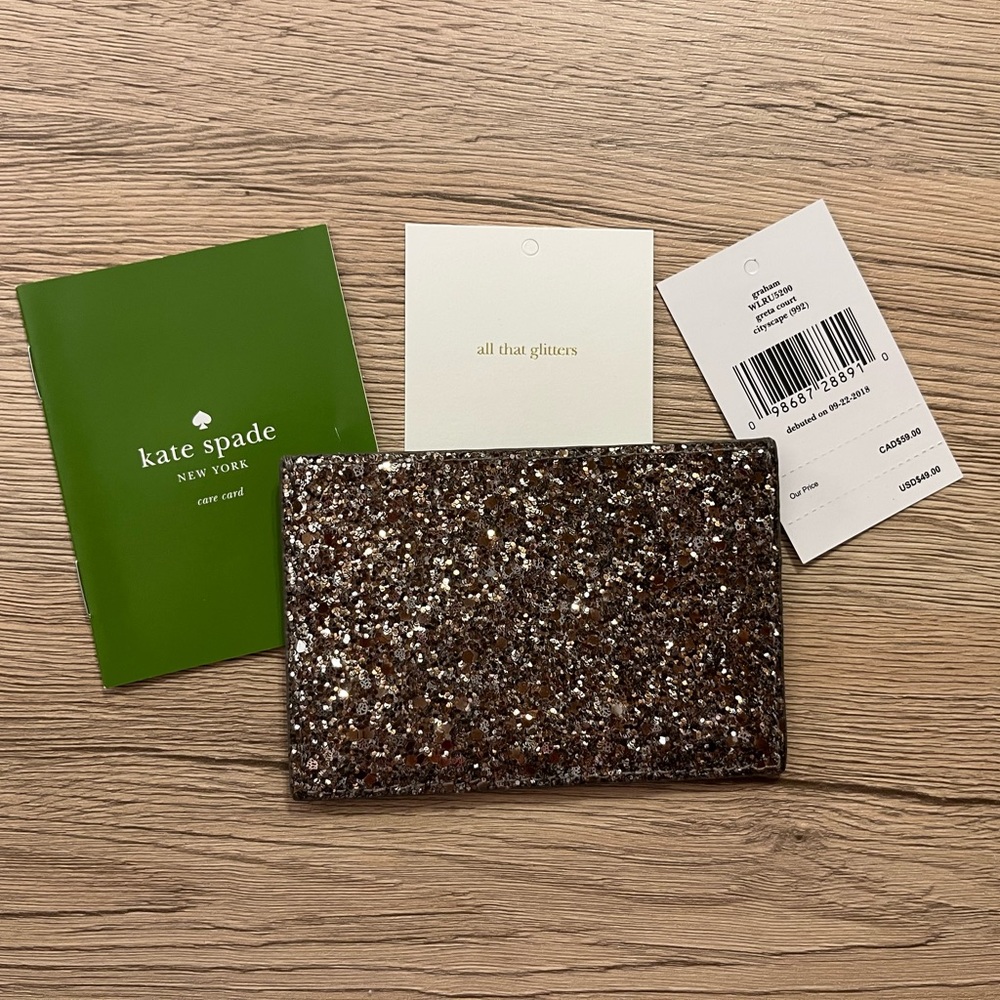 Kate Spade All That Glitters card holder NWT